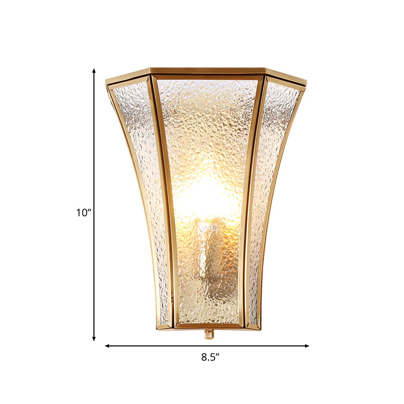 Avelena | Trumpet Wandleuchte Traditionäres Texturiertes Glas 1 Kopf Gold Wandlampenarmatur für Wohnzimmer