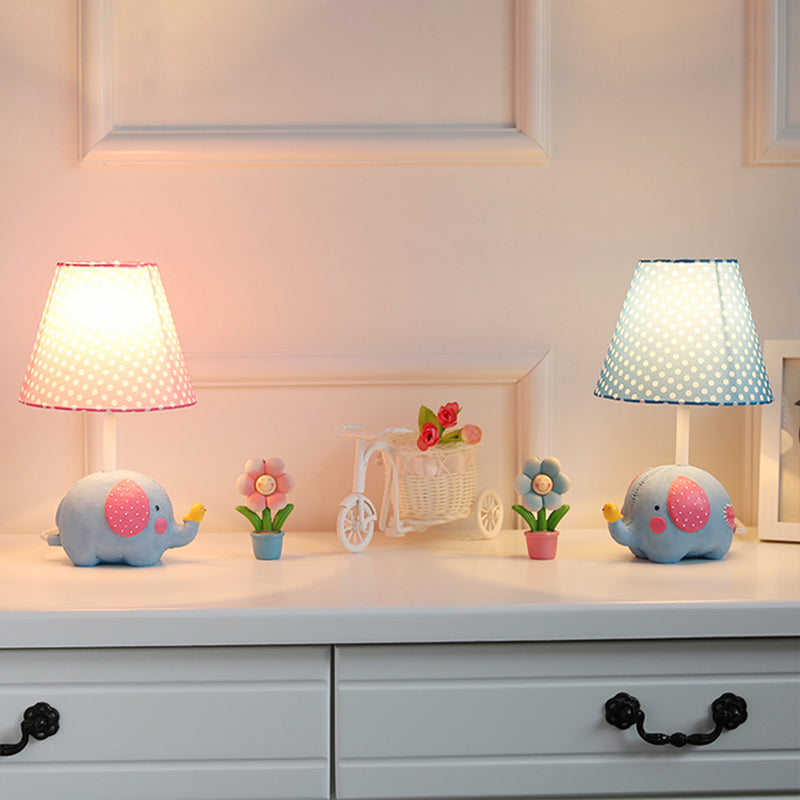 Avelena | 1 Birne Dicke Elefant Schreibtischlampe mit Punktschirm Kinderharz Studienlicht für Babyzimmer