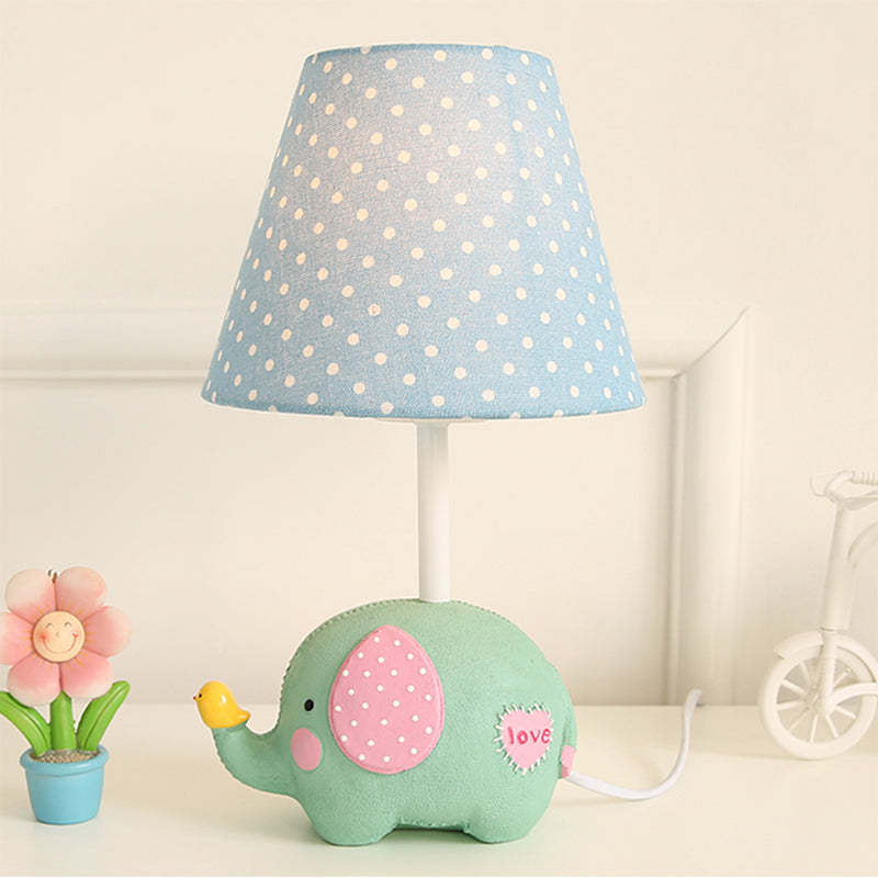 Avelena | 1 Birne Dicke Elefant Schreibtischlampe mit Punktschirm Kinderharz Studienlicht für Babyzimmer