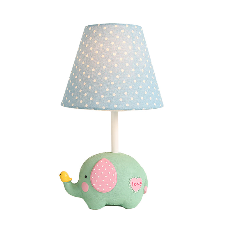 Avelena | 1 Birne Dicke Elefant Schreibtischlampe mit Punktschirm Kinderharz Studienlicht für Babyzimmer