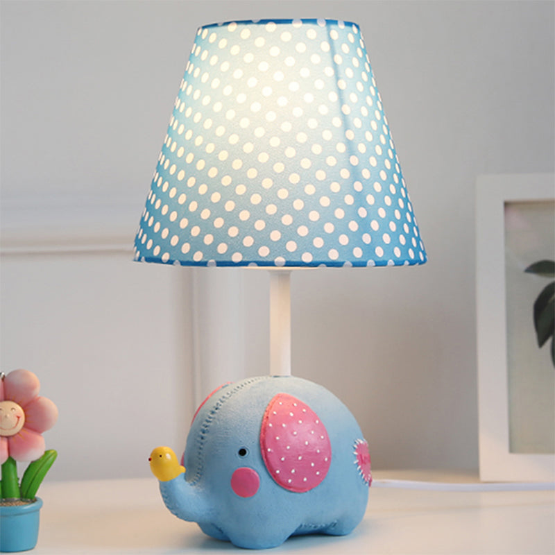 Avelena | 1 Birne Dicke Elefant Schreibtischlampe mit Punktschirm Kinderharz Studienlicht für Babyzimmer
