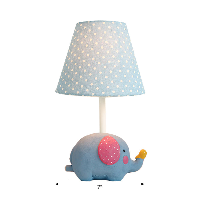 Avelena | 1 Birne Dicke Elefant Schreibtischlampe mit Punktschirm Kinderharz Studienlicht für Babyzimmer