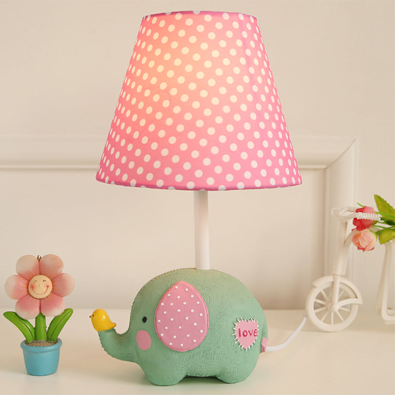 Avelena | 1 Birne Dicke Elefant Schreibtischlampe mit Punktschirm Kinderharz Studienlicht für Babyzimmer