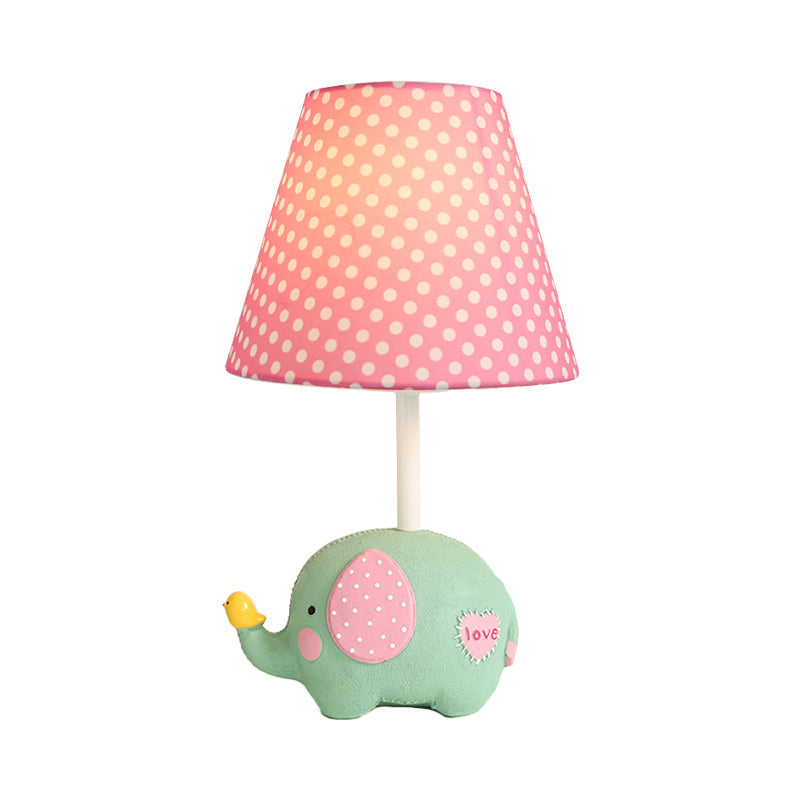 Avelena | 1 Birne Dicke Elefant Schreibtischlampe mit Punktschirm Kinderharz Studienlicht für Babyzimmer