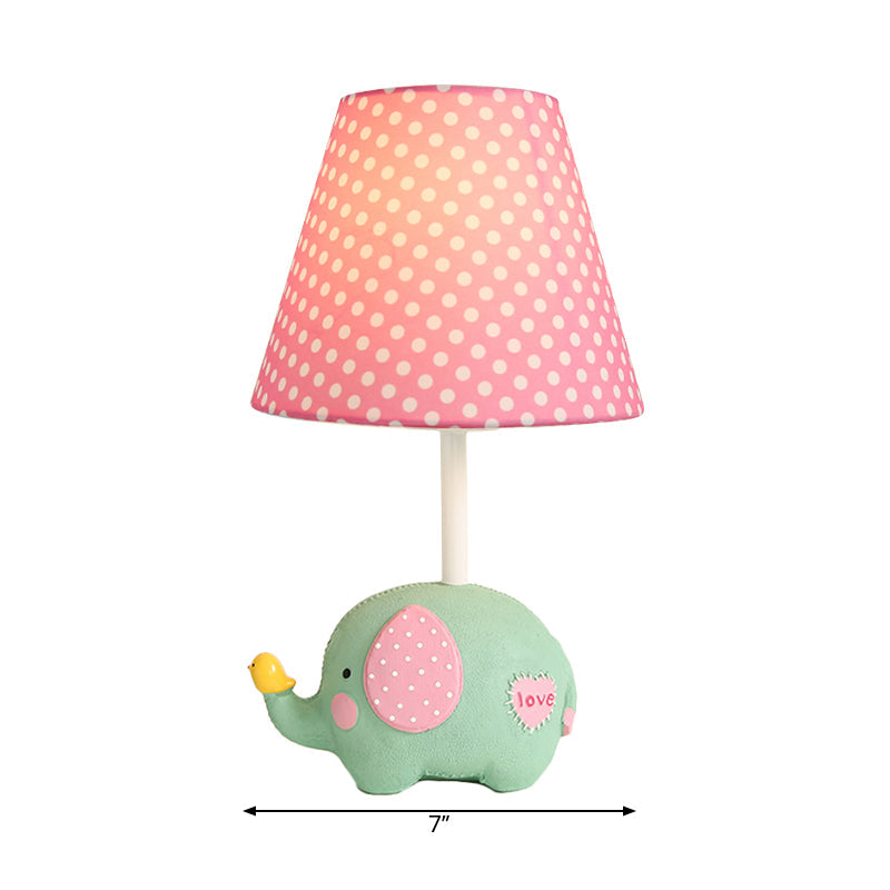 Avelena | 1 Birne Dicke Elefant Schreibtischlampe mit Punktschirm Kinderharz Studienlicht für Babyzimmer