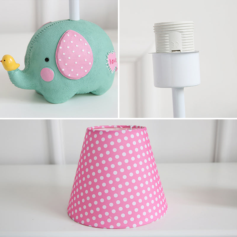 Avelena | 1 Birne Dicke Elefant Schreibtischlampe mit Punktschirm Kinderharz Studienlicht für Babyzimmer
