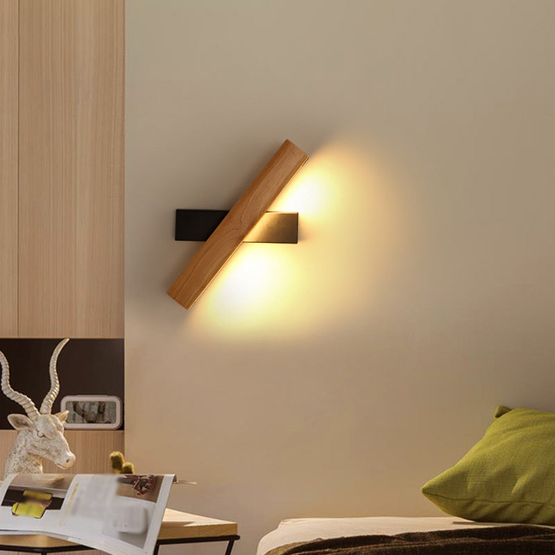 Avelena | Lineare Leselampe Wandmodern Holz Drehbar Led Schlafzimmer Wandleuchte Beleuchtungseinrichtung