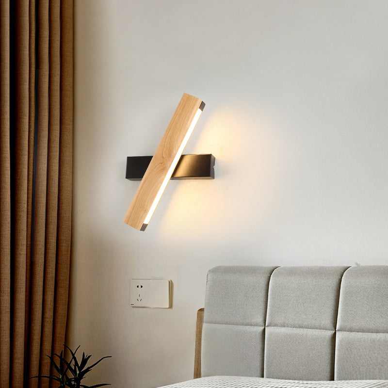 Avelena | Lineare Leselampe Wandmodern Holz Drehbar Led Schlafzimmer Wandleuchte Beleuchtungseinrichtung