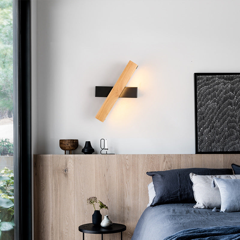 Avelena | Lineare Leselampe Wandmodern Holz Drehbar Led Schlafzimmer Wandleuchte Beleuchtungseinrichtung
