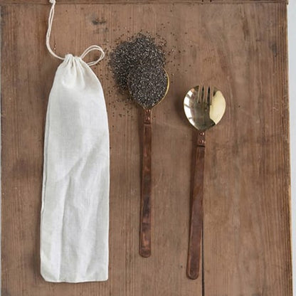 Avelena | Messing Salatbesteck In Beuteltasche, Set Von 2