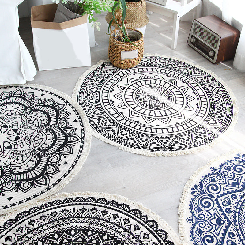 Avelena | Bohemian Stil Schlafzimmer Teppich Mehrfarbiger Geometrischer Teppich Baumwolle Haustierfreundlicher Teppich