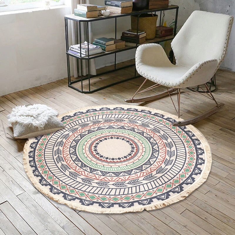 Avelena | Bohemian Stil Schlafzimmer Teppich Mehrfarbiger Geometrischer Teppich Baumwolle Haustierfreundlicher Teppich
