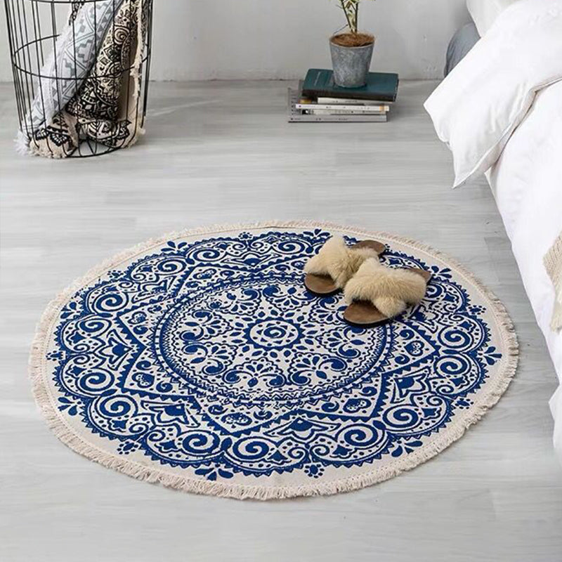 Avelena | Bohemian Stil Schlafzimmer Teppich Mehrfarbiger Geometrischer Teppich Baumwolle Haustierfreundlicher Teppich