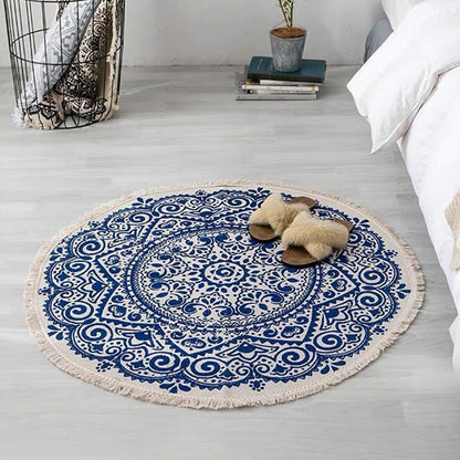 Avelena | Bohemian Stil Schlafzimmer Teppich Mehrfarbiger Geometrischer Teppich Baumwolle Haustierfreundlicher Teppich