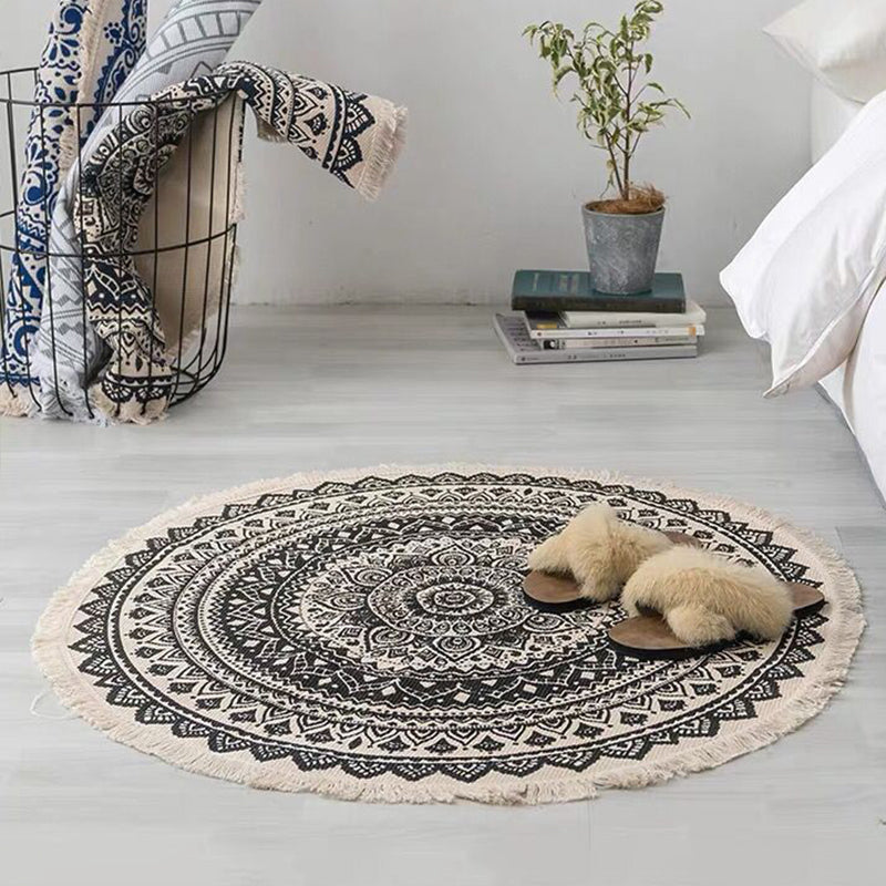 Avelena | Bohemian Stil Schlafzimmer Teppich Mehrfarbiger Geometrischer Teppich Baumwolle Haustierfreundlicher Teppich