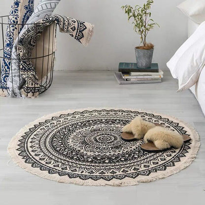 Avelena | Bohemian Stil Schlafzimmer Teppich Mehrfarbiger Geometrischer Teppich Baumwolle Haustierfreundlicher Teppich