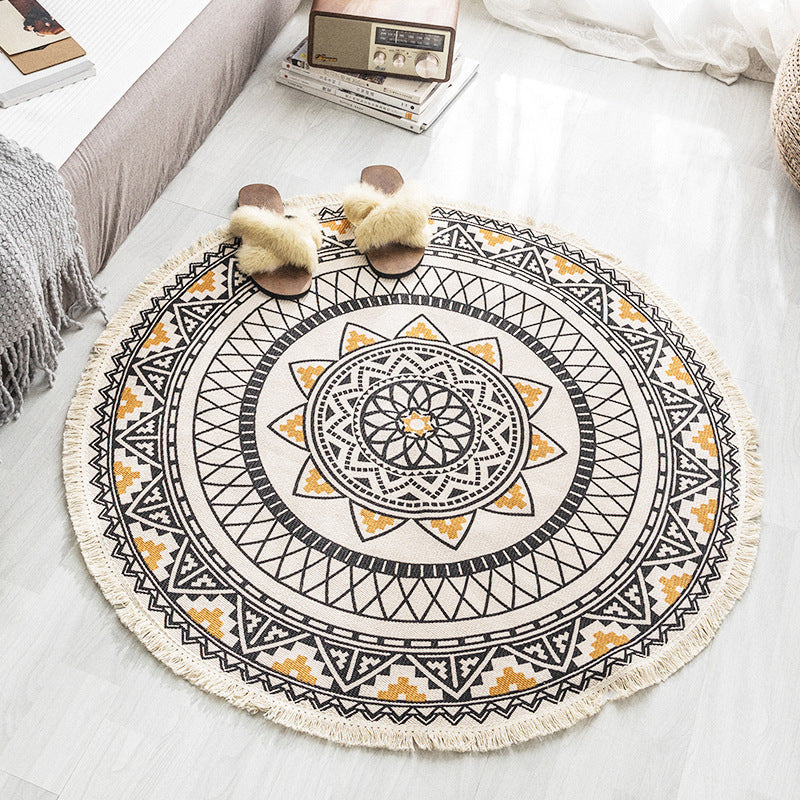 Avelena | Bohemian Stil Schlafzimmer Teppich Mehrfarbiger Geometrischer Teppich Baumwolle Haustierfreundlicher Teppich