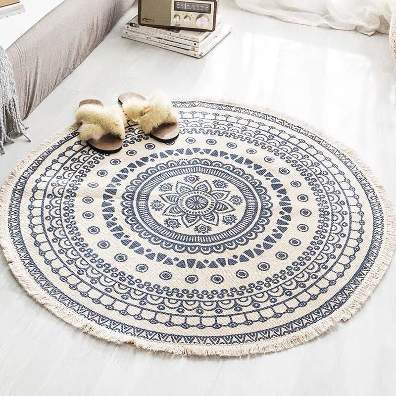 Avelena | Bohemian Stil Schlafzimmer Teppich Mehrfarbiger Geometrischer Teppich Baumwolle Haustierfreundlicher Teppich