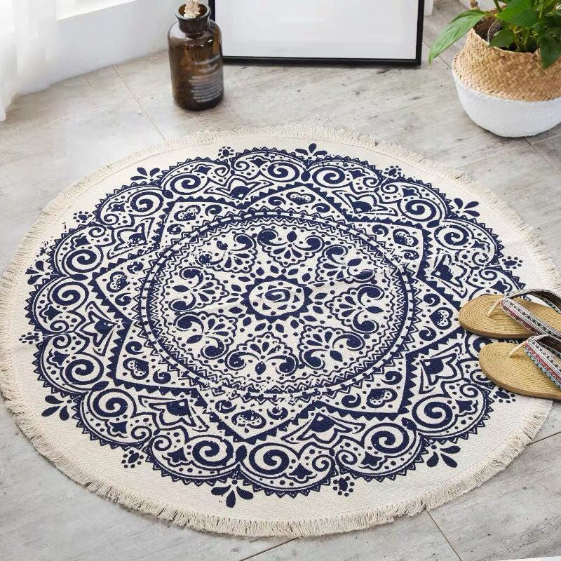 Avelena | Bohemian Stil Schlafzimmer Teppich Mehrfarbiger Geometrischer Teppich Baumwolle Haustierfreundlicher Teppich