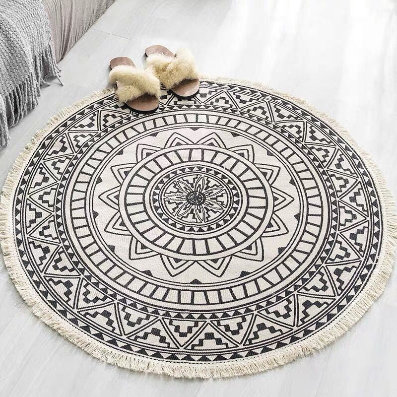Avelena | Bohemian Stil Schlafzimmer Teppich Mehrfarbiger Geometrischer Teppich Baumwolle Haustierfreundlicher Teppich