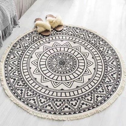 Avelena | Bohemian Stil Schlafzimmer Teppich Mehrfarbiger Geometrischer Teppich Baumwolle Haustierfreundlicher Teppich