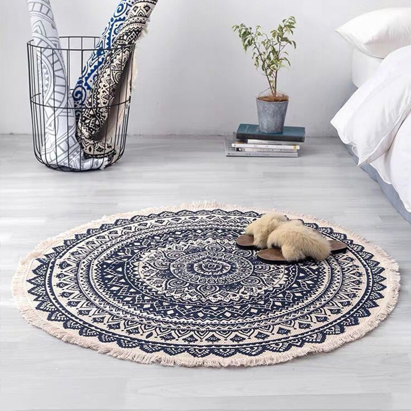 Avelena | Bohemian Stil Schlafzimmer Teppich Mehrfarbiger Geometrischer Teppich Baumwolle Haustierfreundlicher Teppich