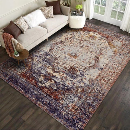 Avelena | Persischer Wohnzimmerteppich Mehrfarbiger geometrischer Teppich Polyester haustierfreundlich fleckenresistent rutschfeste Rückseite Teppich mit geflochtenem Rand
