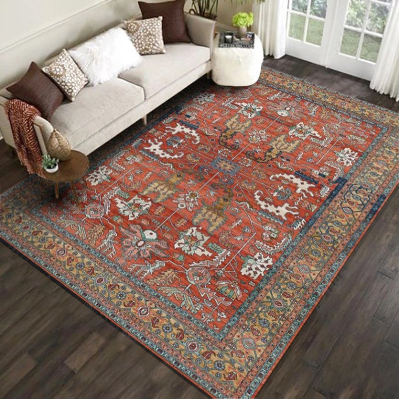 Avelena | Persischer Wohnzimmerteppich Mehrfarbiger geometrischer Teppich Polyester haustierfreundlich fleckenresistent rutschfeste Rückseite Teppich mit geflochtenem Rand
