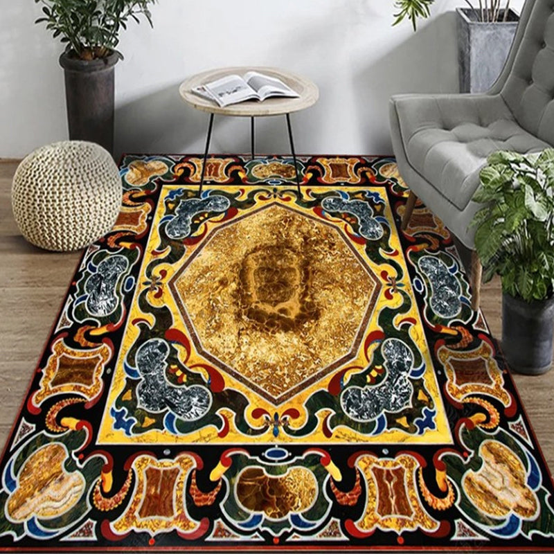 Avelena | Persischer Wohnzimmerteppich Mehrfarbiger geometrischer Teppich Polyester haustierfreundlich fleckenresistent rutschfeste Rückseite Teppich mit geflochtenem Rand