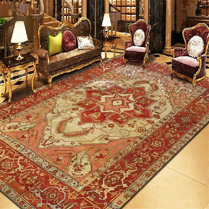 Avelena | Persischer Wohnzimmerteppich Mehrfarbiger geometrischer Teppich Polyester haustierfreundlich fleckenresistent rutschfeste Rückseite Teppich mit geflochtenem Rand