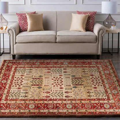 Avelena | Persischer Wohnzimmerteppich Mehrfarbiger geometrischer Teppich Polyester haustierfreundlich fleckenresistent rutschfeste Rückseite Teppich mit geflochtenem Rand