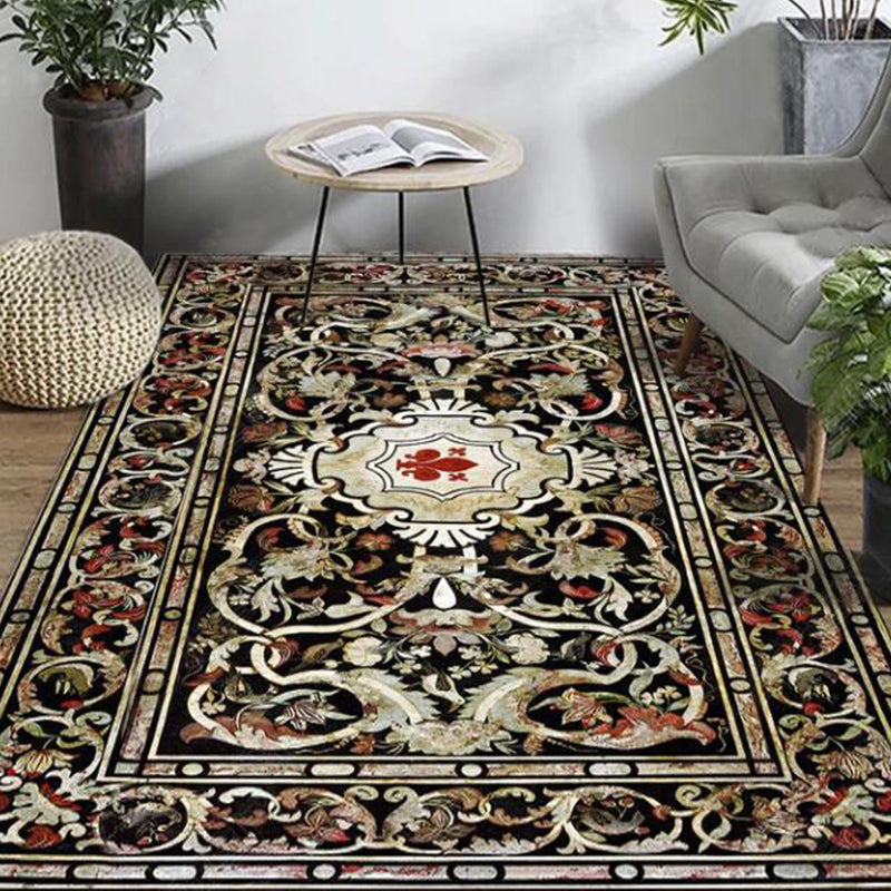 Avelena | Persischer Wohnzimmerteppich Mehrfarbiger geometrischer Teppich Polyester haustierfreundlich fleckenresistent rutschfeste Rückseite Teppich mit geflochtenem Rand