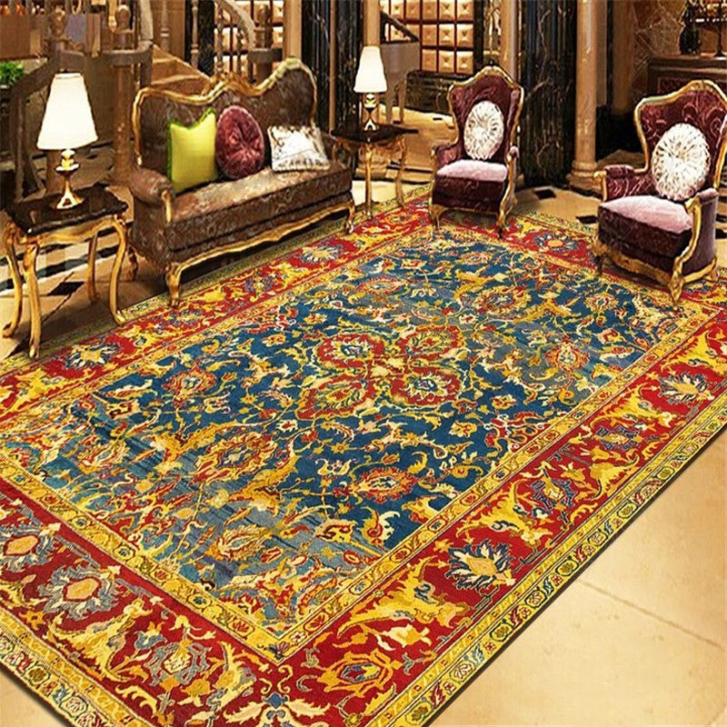 Avelena | Persischer Wohnzimmerteppich Mehrfarbiger geometrischer Teppich Polyester haustierfreundlich fleckenresistent rutschfeste Rückseite Teppich mit geflochtenem Rand