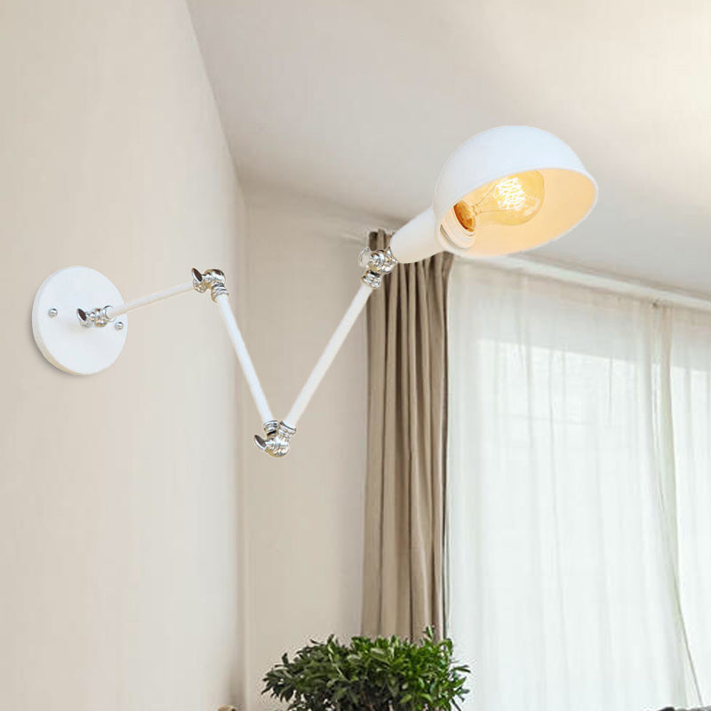 Avelena | 1 Bulb Wandleuchte Retro-Stil Schwenkarm Metall Mini Wandlampe in Weiß für das Arbeitszimmer