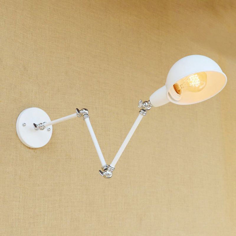 Avelena | 1 Bulb Wandleuchte Retro-Stil Schwenkarm Metall Mini Wandlampe in Weiß für das Arbeitszimmer