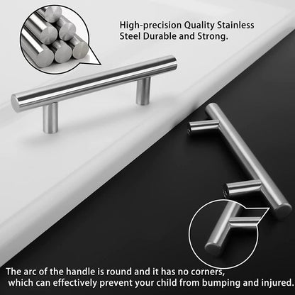 Avelena | Gebürstetes Nickel Moderne Edelstahl Schubladenbeschläge T-Bar Griffe