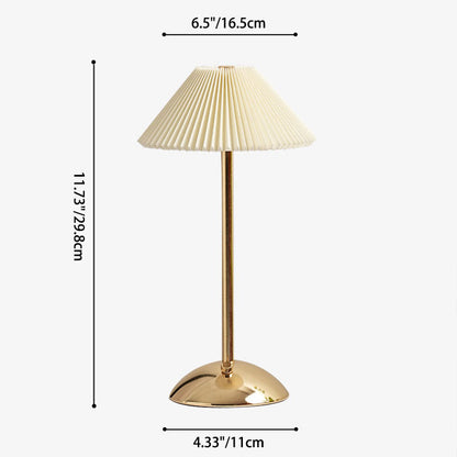 Avelena | Zeitgenössische skandinavische wiederaufladbare Eisenstoff konische plissierte LED-Tischlampe für Nachttisch