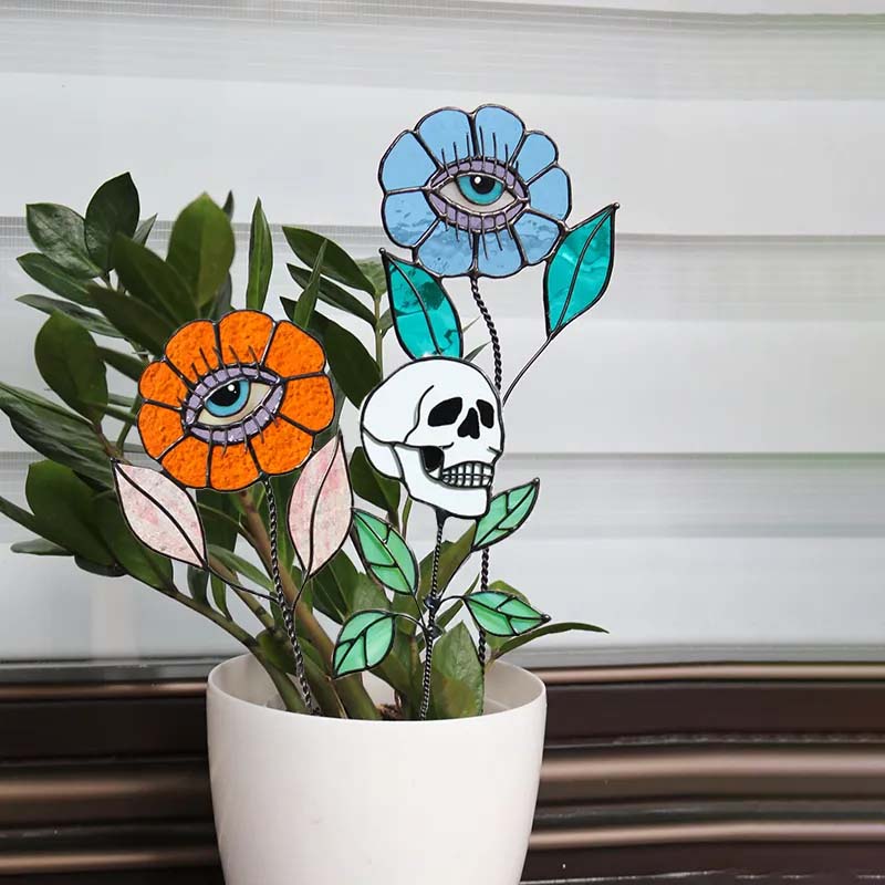 Avelena | Frühe Halloween Schädel Gefärbtes Glas Pflanze