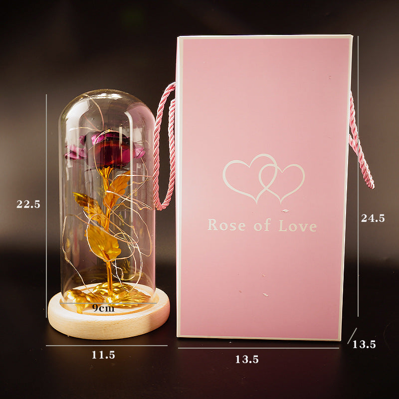 Avelena | Bewahrte Blumen Glasdeckel Goldfolie Rose