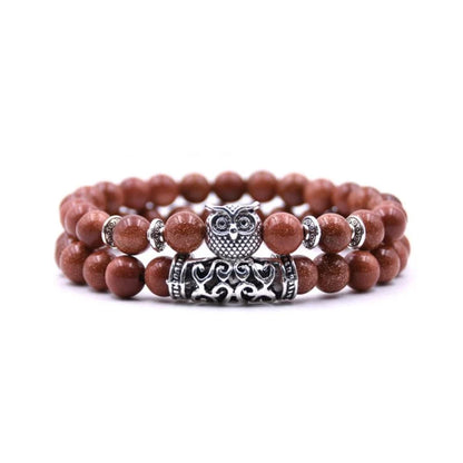 Avelena | Eule Charme Naturstein Armband