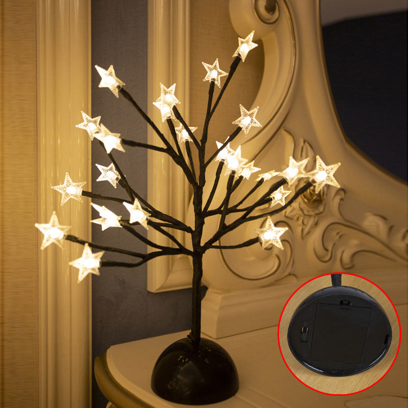 Avelena | Baumförmige Batterie Tischbeleuchtung Kunst Deko Kunststoff Schlafzimmer Led Nachttischlampe In Schwarz