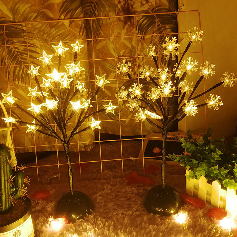 Avelena | Baumförmige Batterie Tischbeleuchtung Kunst Deko Kunststoff Schlafzimmer Led Nachttischlampe In Schwarz
