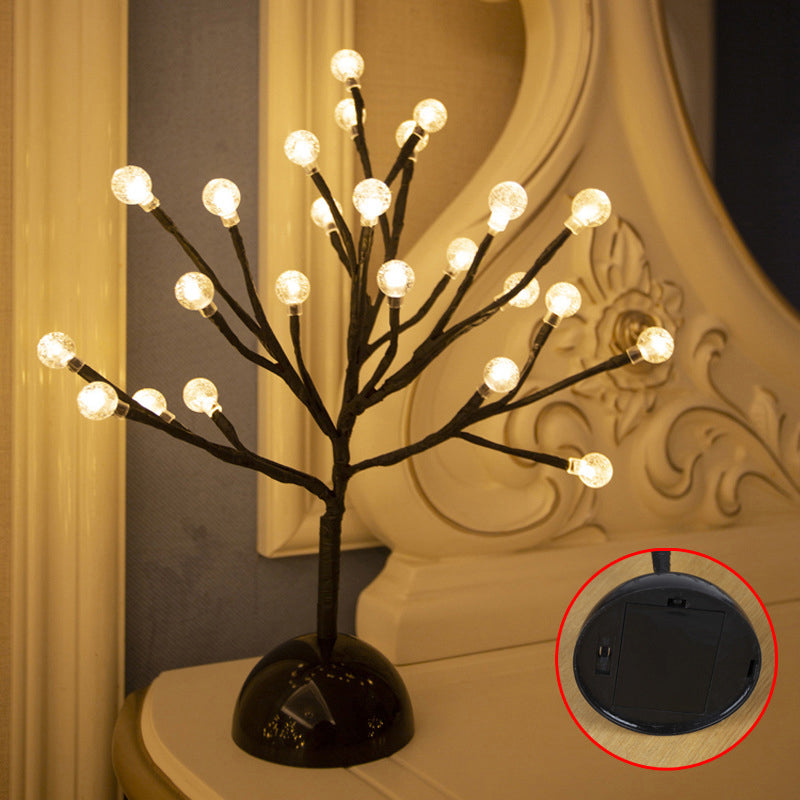 Avelena | Baumförmige Batterie Tischbeleuchtung Kunst Deko Kunststoff Schlafzimmer Led Nachttischlampe In Schwarz