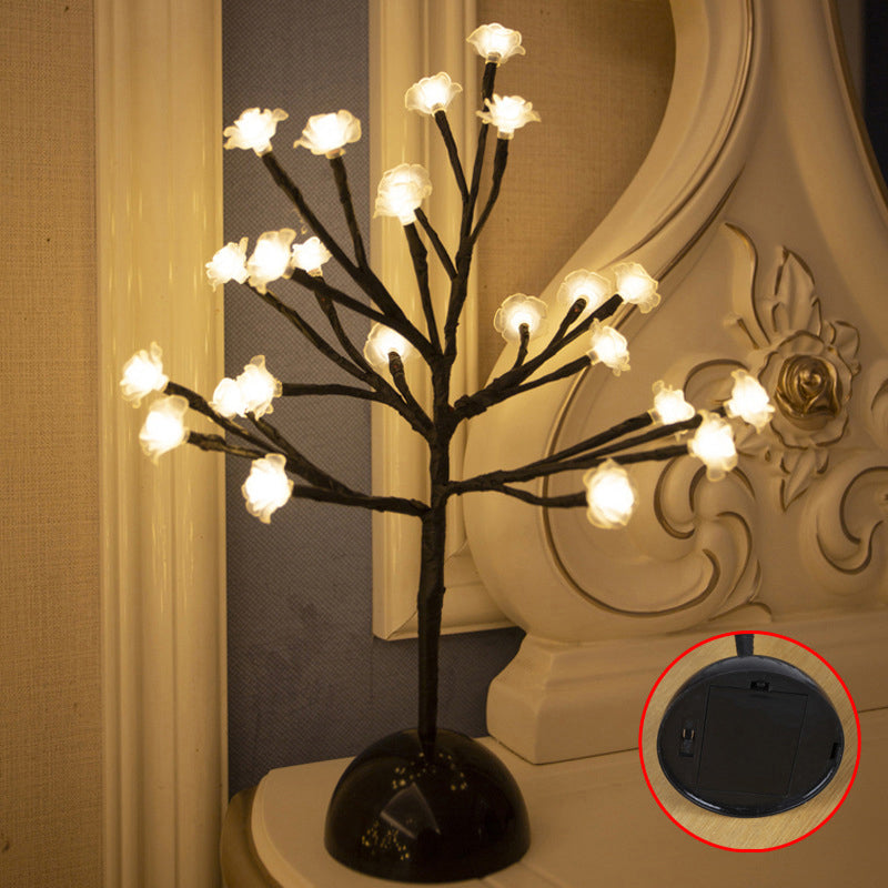 Avelena | Baumförmige Batterie Tischbeleuchtung Kunst Deko Kunststoff Schlafzimmer Led Nachttischlampe In Schwarz