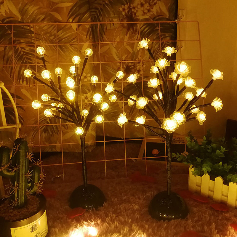Avelena | Baumförmige Batterie Tischbeleuchtung Kunst Deko Kunststoff Schlafzimmer Led Nachttischlampe In Schwarz