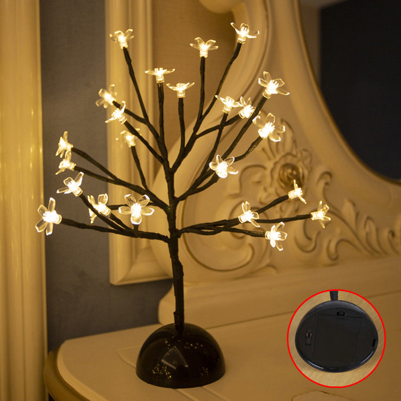 Avelena | Baumförmige Batterie Tischbeleuchtung Kunst Deko Kunststoff Schlafzimmer Led Nachttischlampe In Schwarz