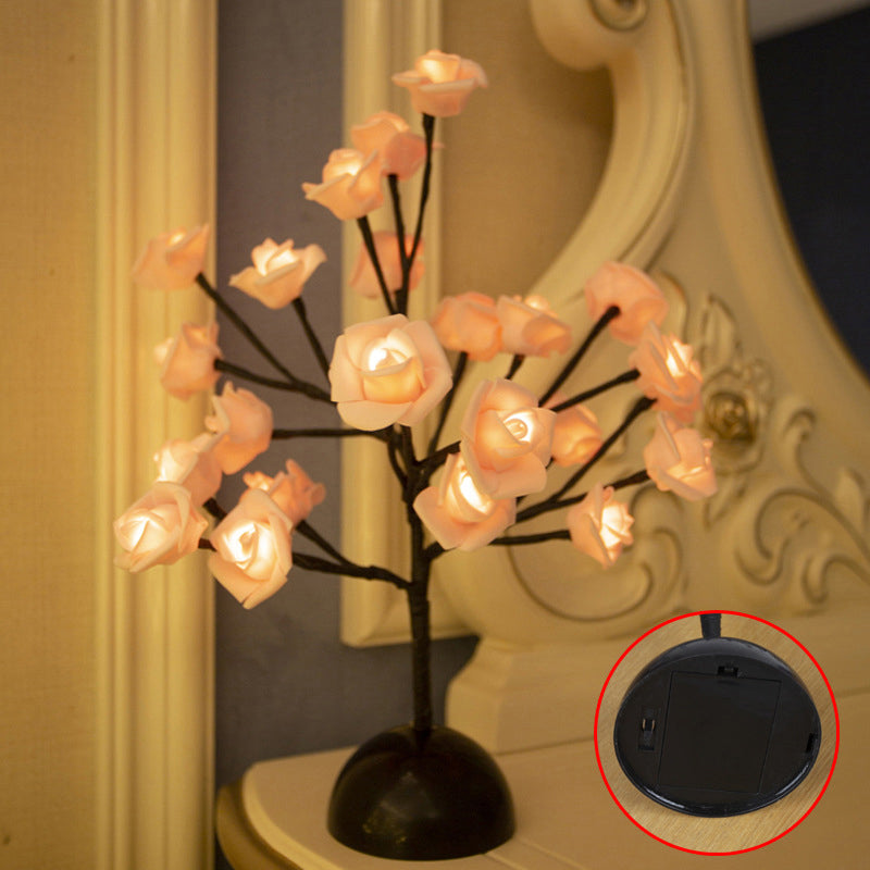 Avelena | Baumförmige Batterie Tischbeleuchtung Kunst Deko Kunststoff Schlafzimmer Led Nachttischlampe In Schwarz