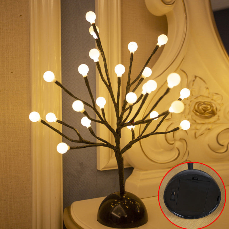 Avelena | Baumförmige Batterie Tischbeleuchtung Kunst Deko Kunststoff Schlafzimmer Led Nachttischlampe In Schwarz
