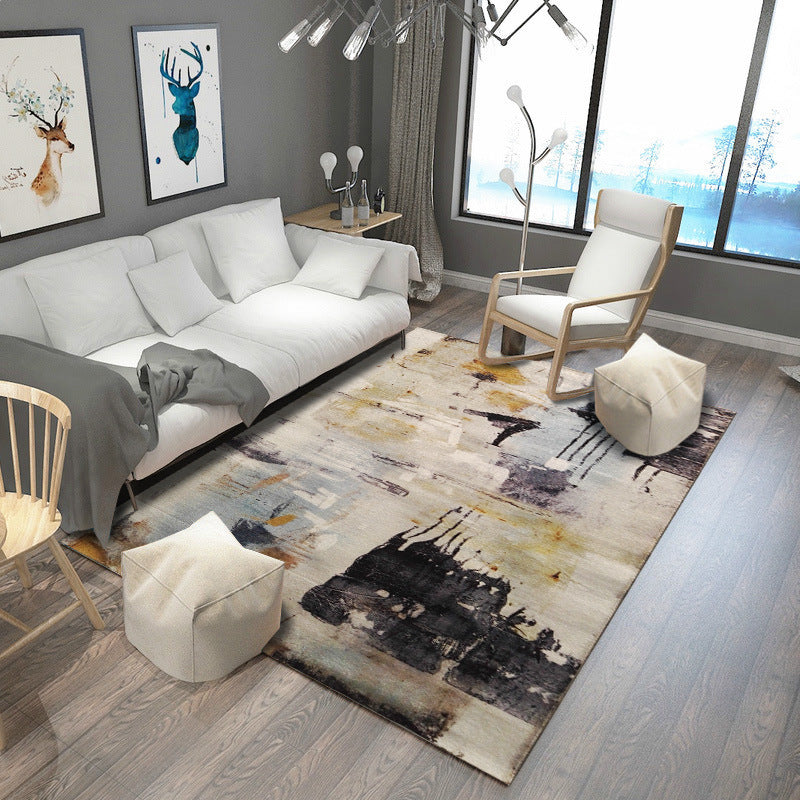 Avelena | Steampunk Wohnzimmer Teppich Multi-Farben Rustikaler Oberflächen-Look Teppich Synthetik Fleckenresistent Rutschfest Haustierfreundlich Indoor Teppich