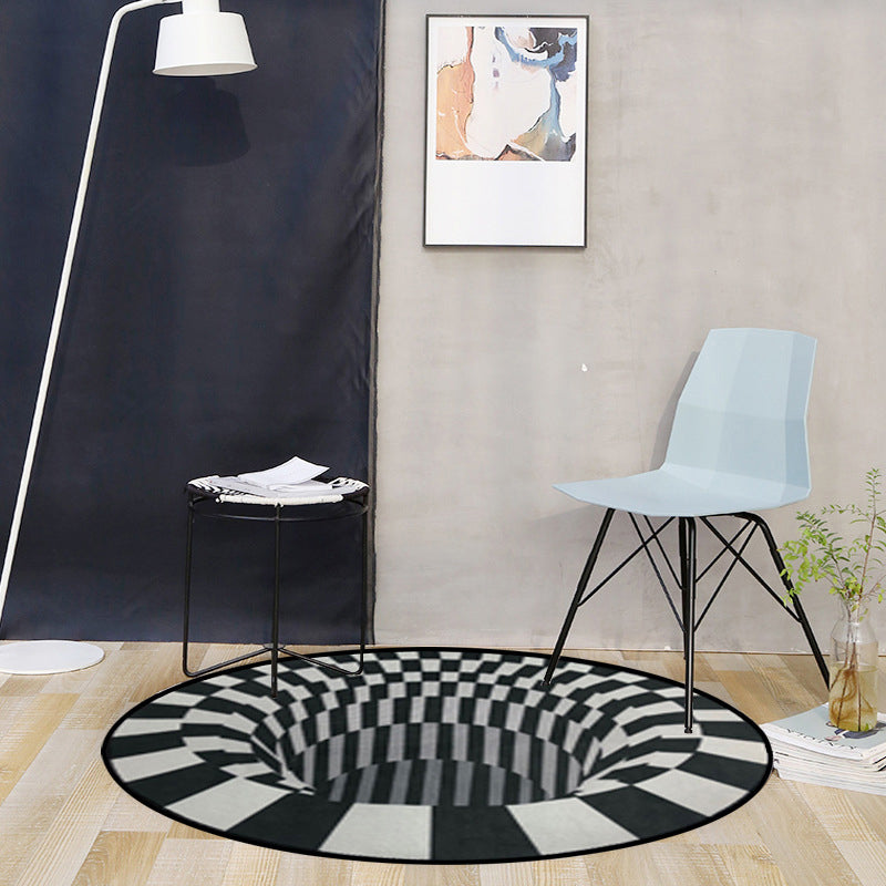 Avelena | Creepy Hole 3D Illusion Teppich Schwarz und Weiß Moderner Teppich Polypropylen Haustierfreundlich Rutschfest Fleckenresistenter Teppich für das Wohnzimmer